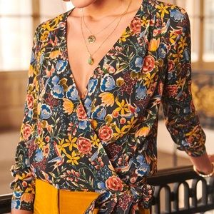 Sezane Dafne Floral Wrap Blouse